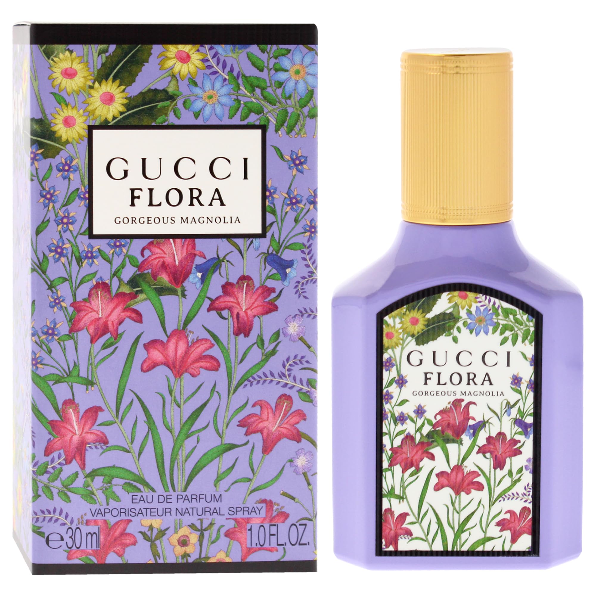 Gucci Flora Gorgeous Magnolia flowers closeup highlighting magnolia and peony notes.