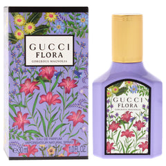Gucci Flora Gorgeous Magnolia flowers closeup highlighting magnolia and peony notes.