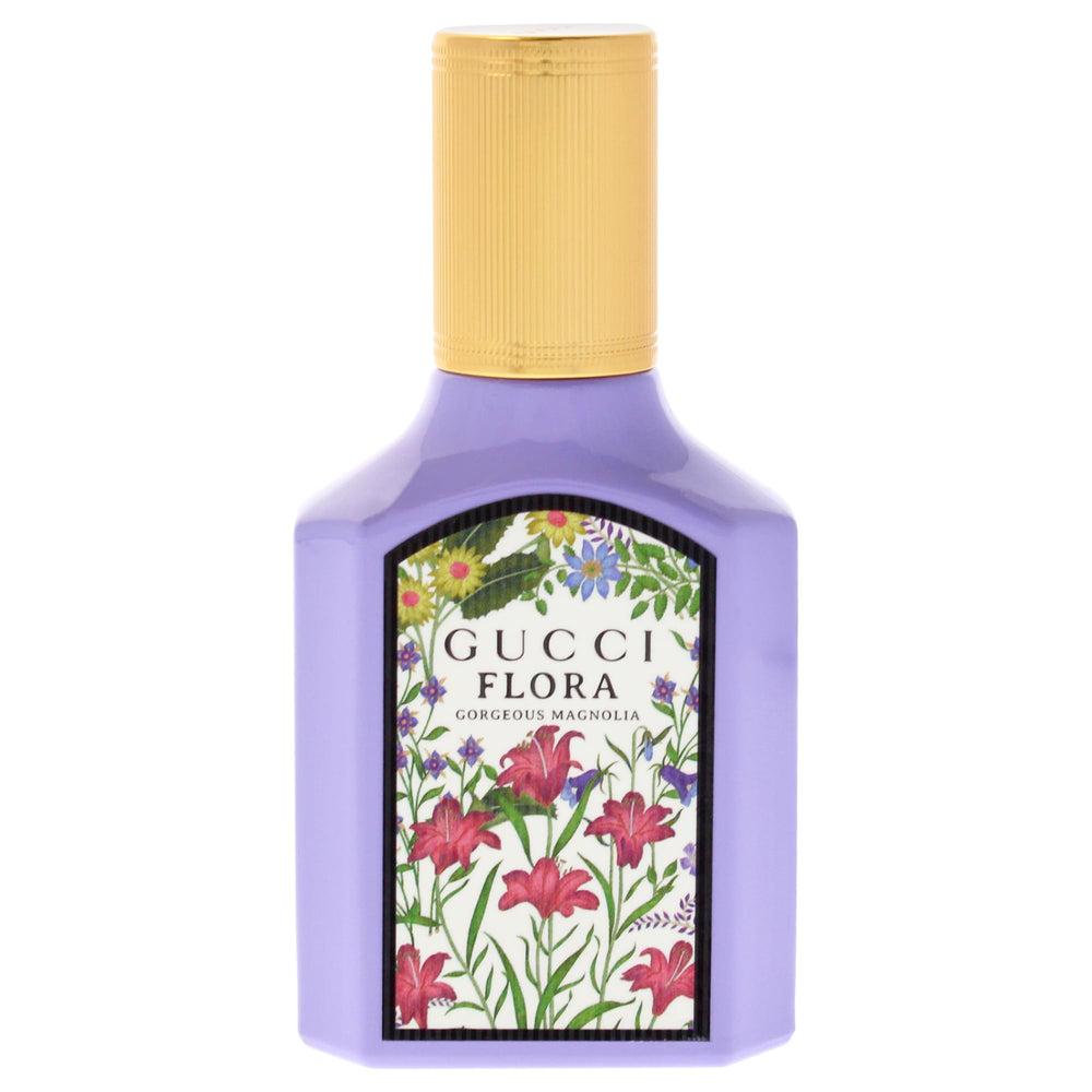 Gucci Flora Gorgeous Magnolia sprayer showing easy, on-the-go application in style.