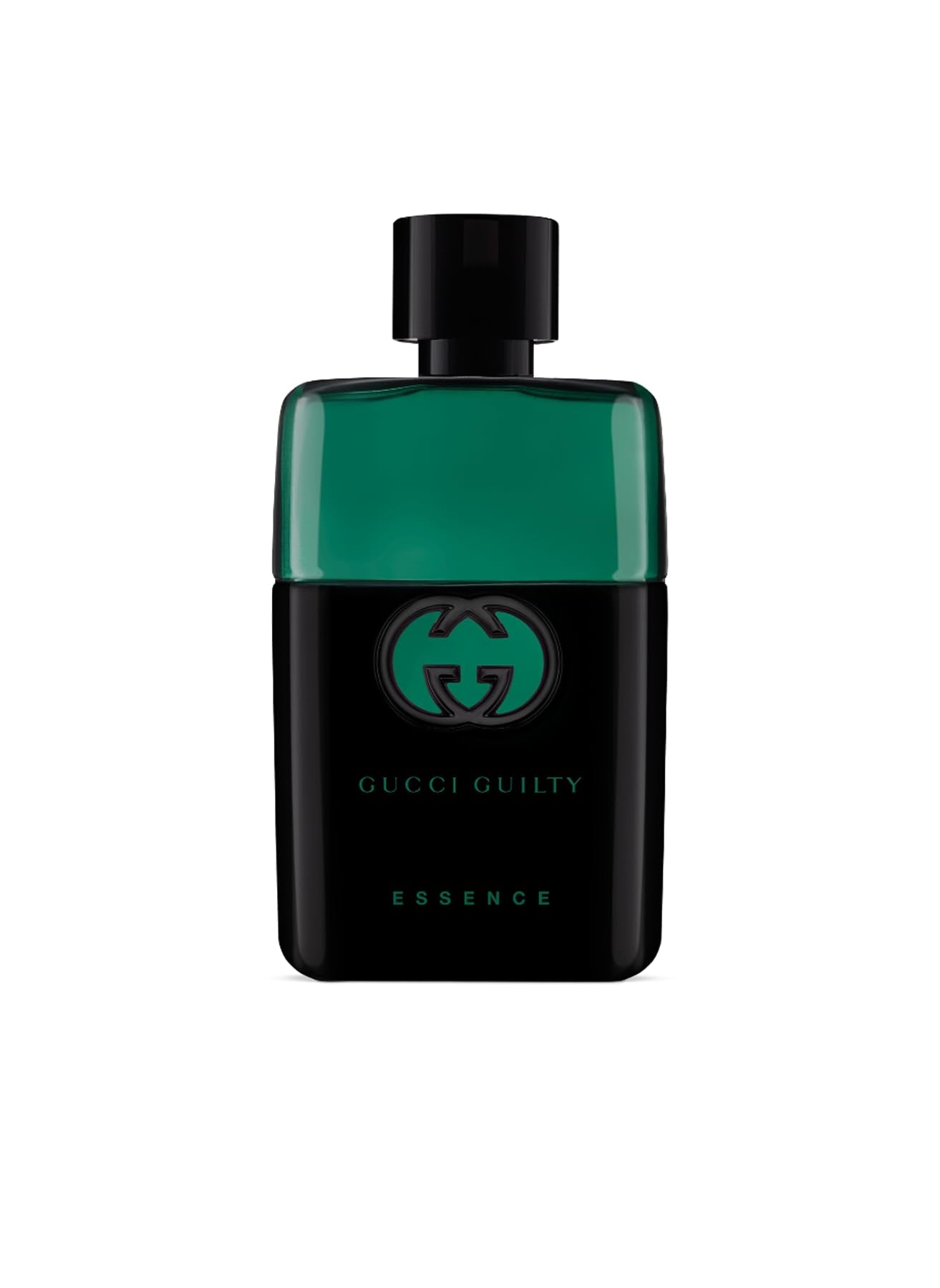 Gucci Guilty Black Essence bottle front signals bold daily style.
