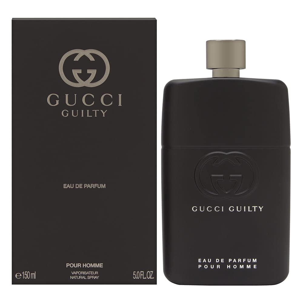 Gucci Guilty Eau de Parfum Pour Homme bottle highlights refined scent for everyday wear.