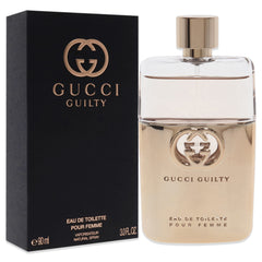 Gucci Guilty EDT packaging box emphasizes luxury unboxing experience.