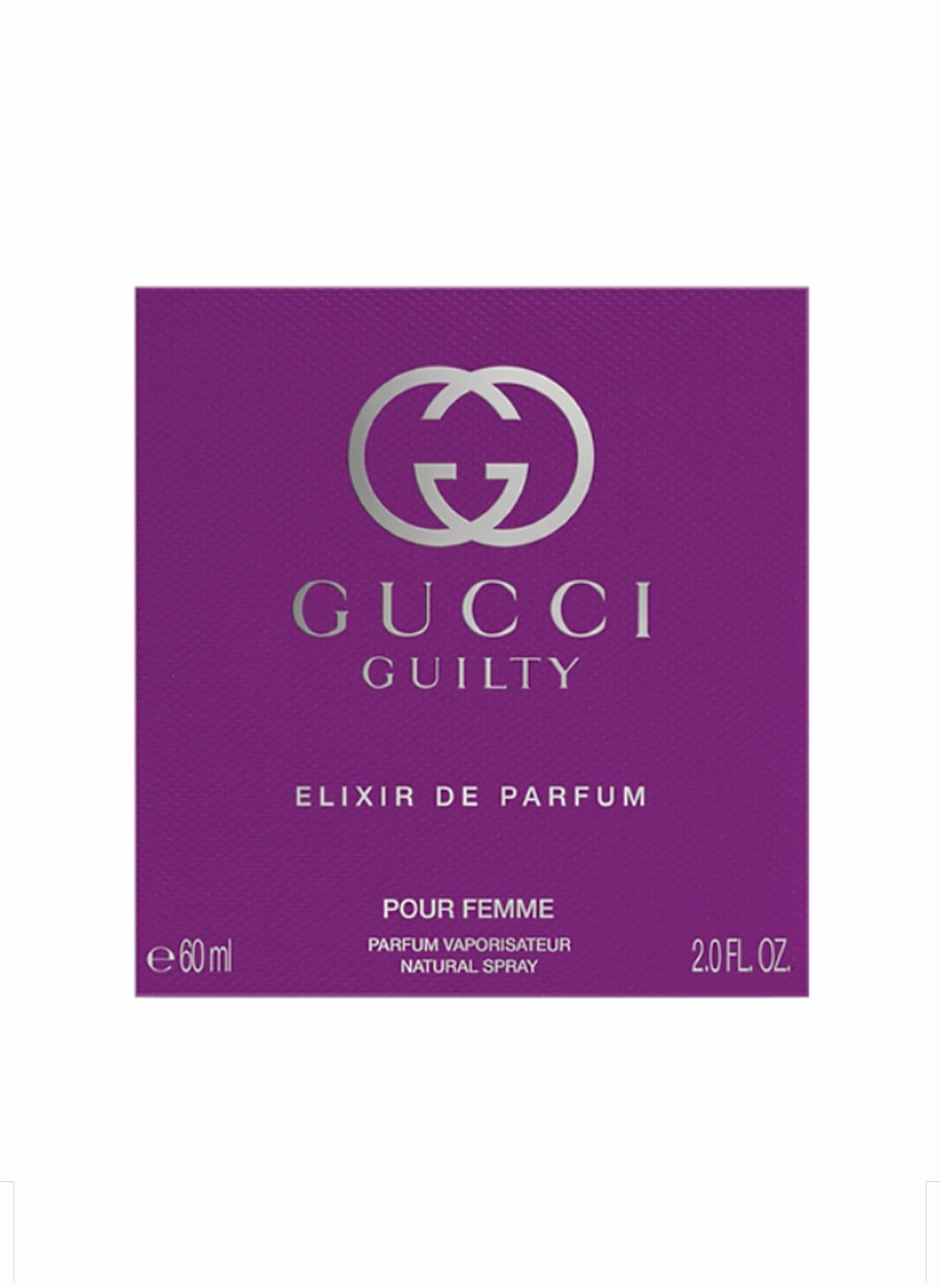 Gucci Guilty Elixir outer box demonstrates luxurious packaging ideal for gifting.