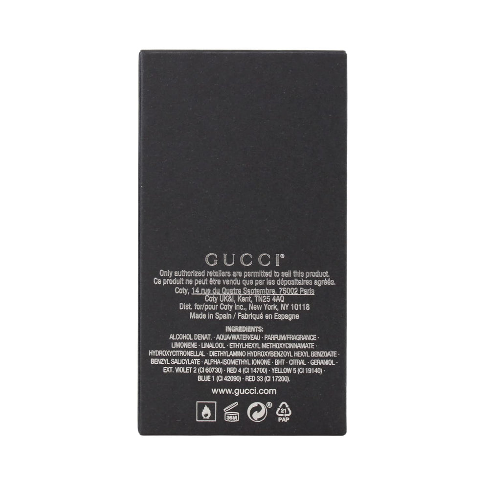 Gucci Guilty for Men bottle closeup showing premium label for everyday confidence.