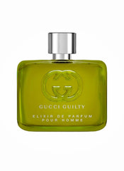 Gucci Guilty for Men Elixir bottle front view highlighting sleek packaging for evening wear.
