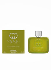 Gucci Guilty Elixir cap close-up showcasing premium cap and atomizer for daily use.