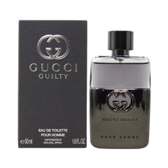 Gucci Guilty for Men packaging box displays sophisticated gifting-ready presentation.