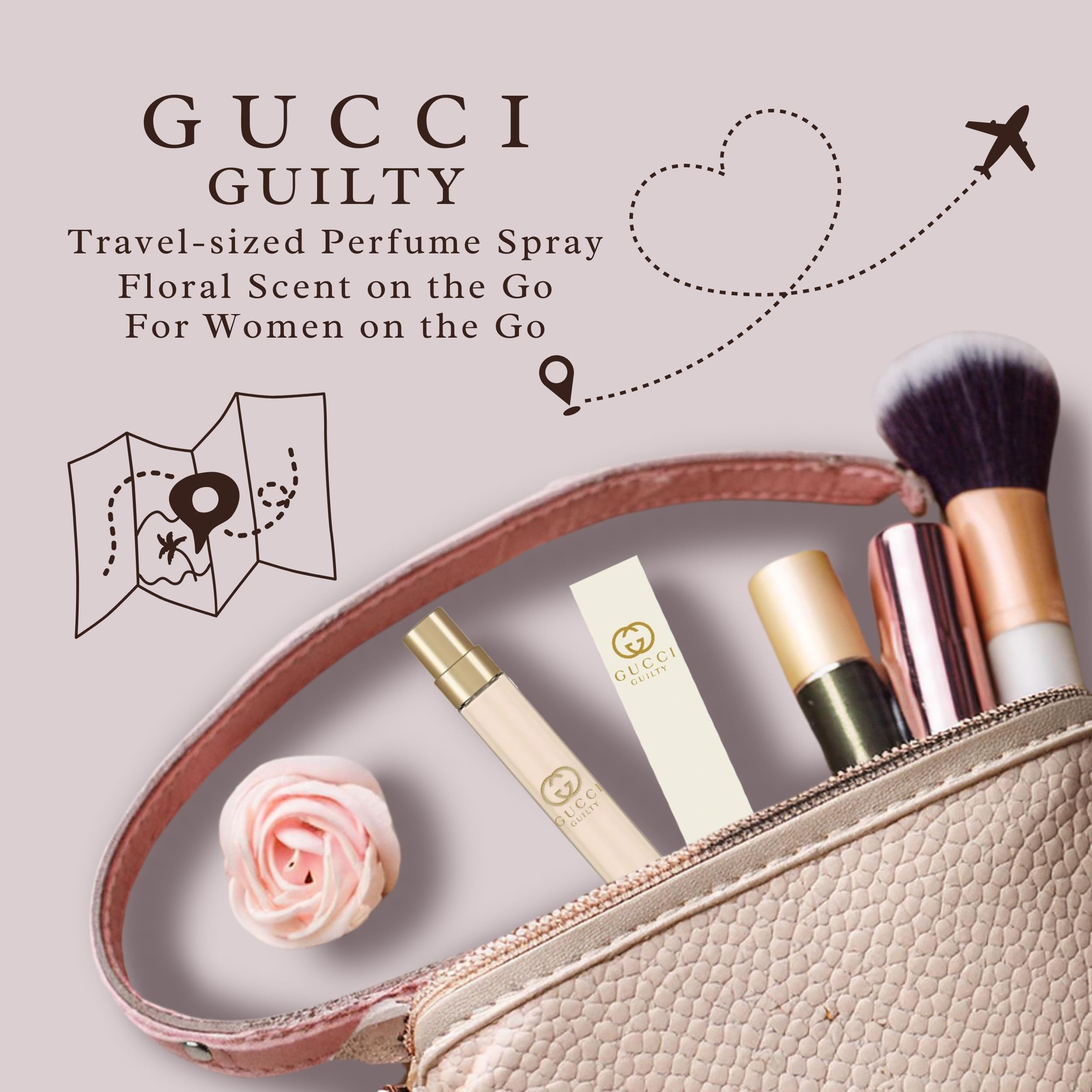 Gucci Guilty Pour Femme spray application captures instant freshness for daily elegance.