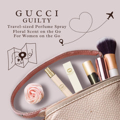 Gucci Guilty Pour Femme spray application captures instant freshness for daily elegance.