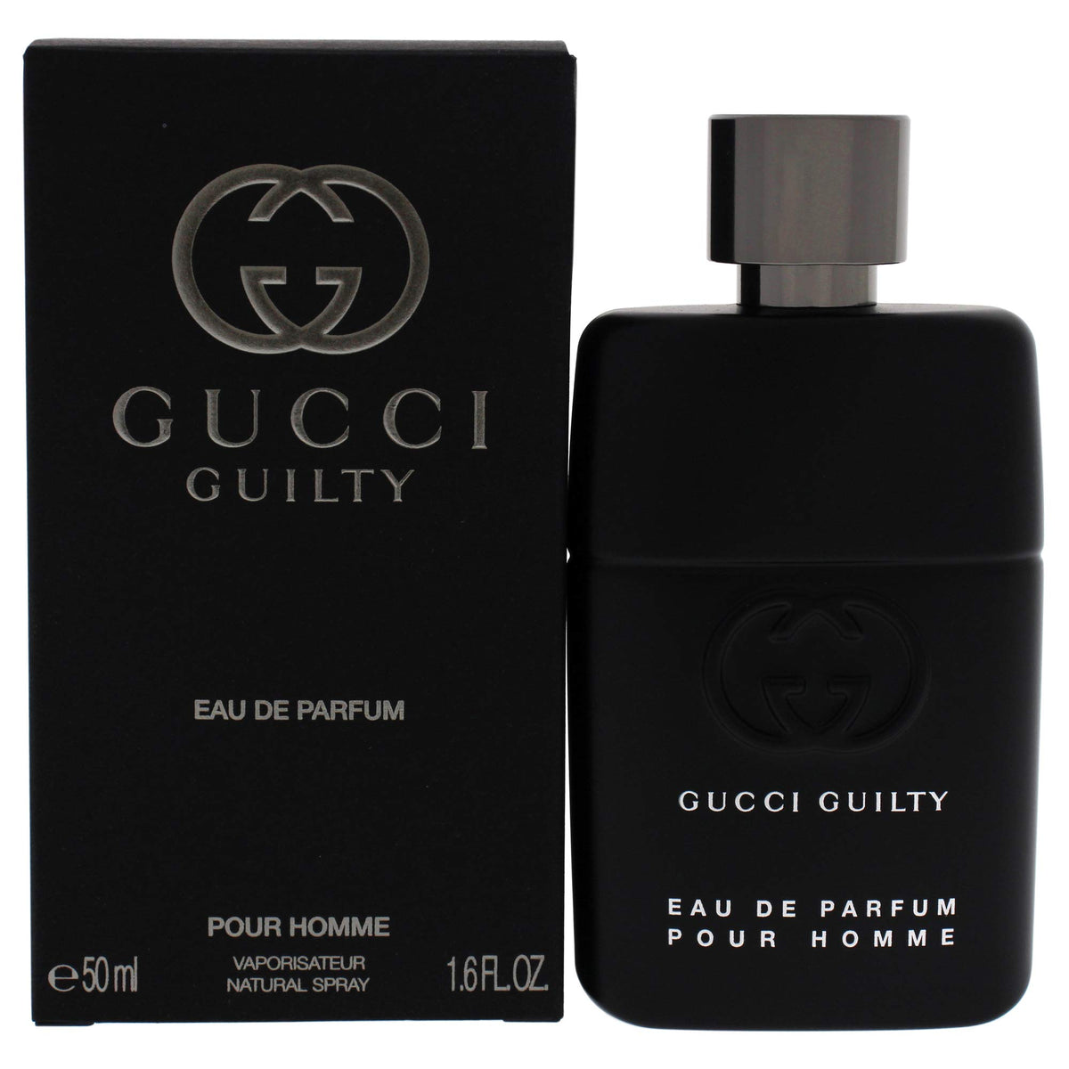 Gucci Guilty Pour Homme bottle front view for bold evening presence