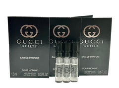 Gucci Guilty sample set packaging—three compact vials ideal for travel testing.