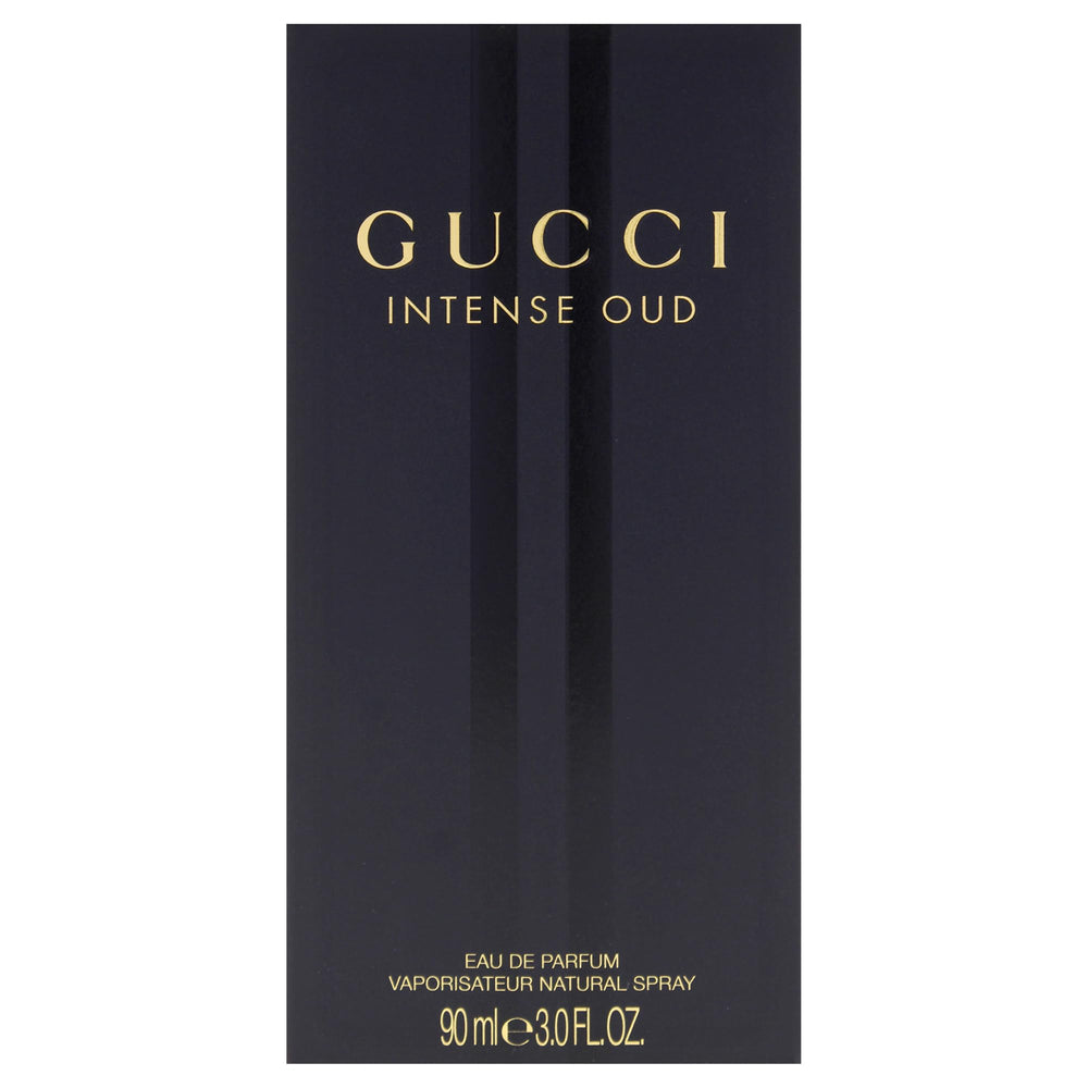 Gucci Intense Oud bottle with amber hue and leather notes