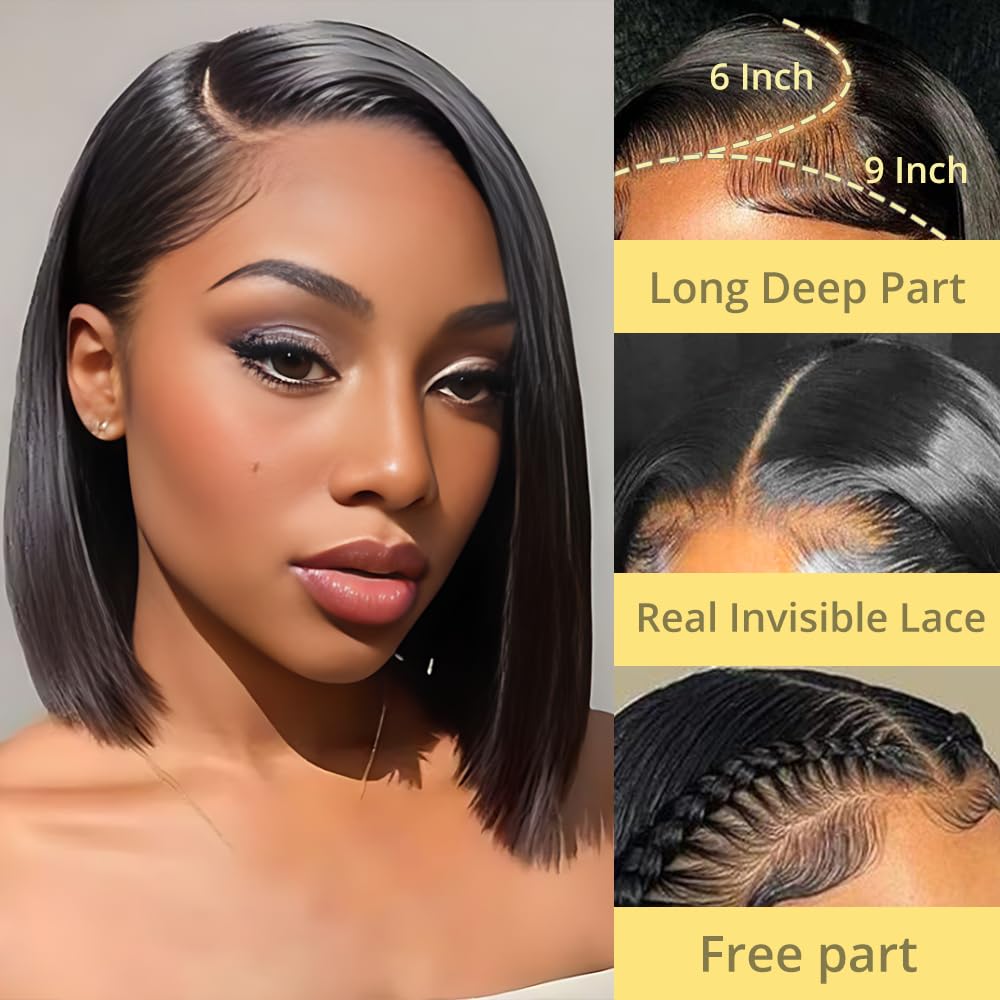 GUDOZO 9x6 bob wig side view for versatile styling and confidence.