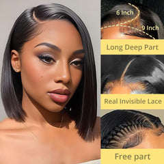 GUDOZO 9x6 bob wig side view for versatile styling and confidence.