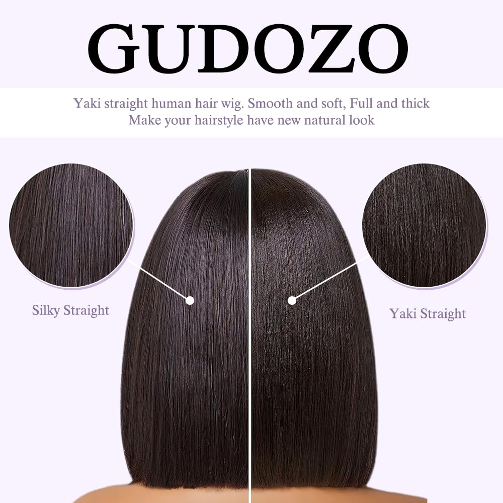 GUDOZO bob wig yaki straight offers smooth texture and versatile styling.