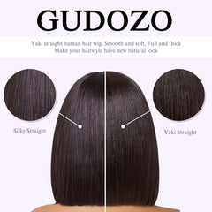 GUDOZO bob wig yaki straight offers smooth texture and versatile styling.