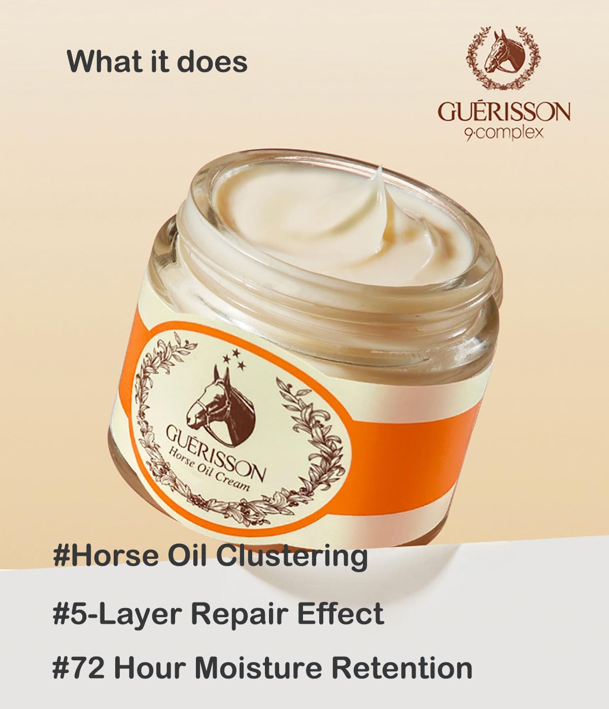 Guerisson 9 Complex Cream close-up emphasizes barrier-support features.