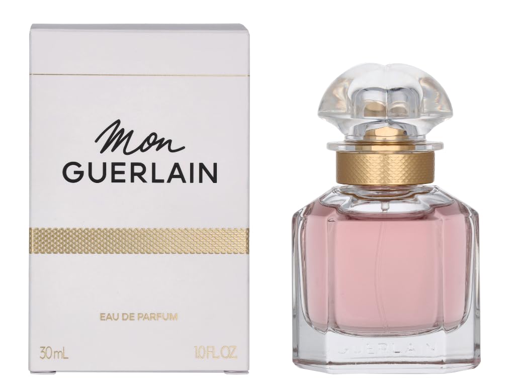 Guerlain Mon Guerlain EDP bottle front shows elegance and craftsmanship for timeless appeal.