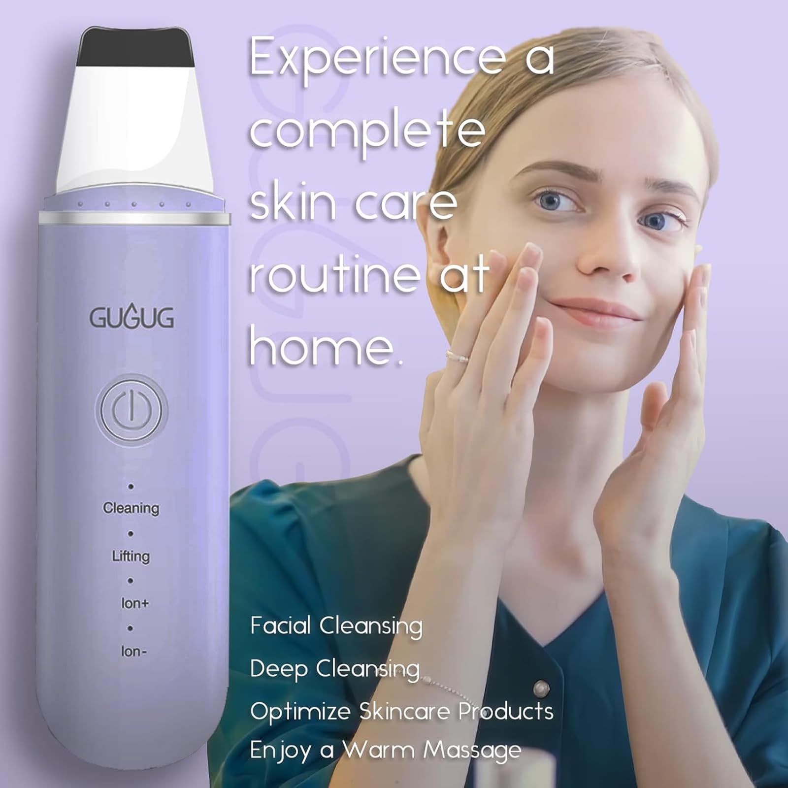 GUGUG Skin Scrubber Ion+ mode targets pores for refined skin