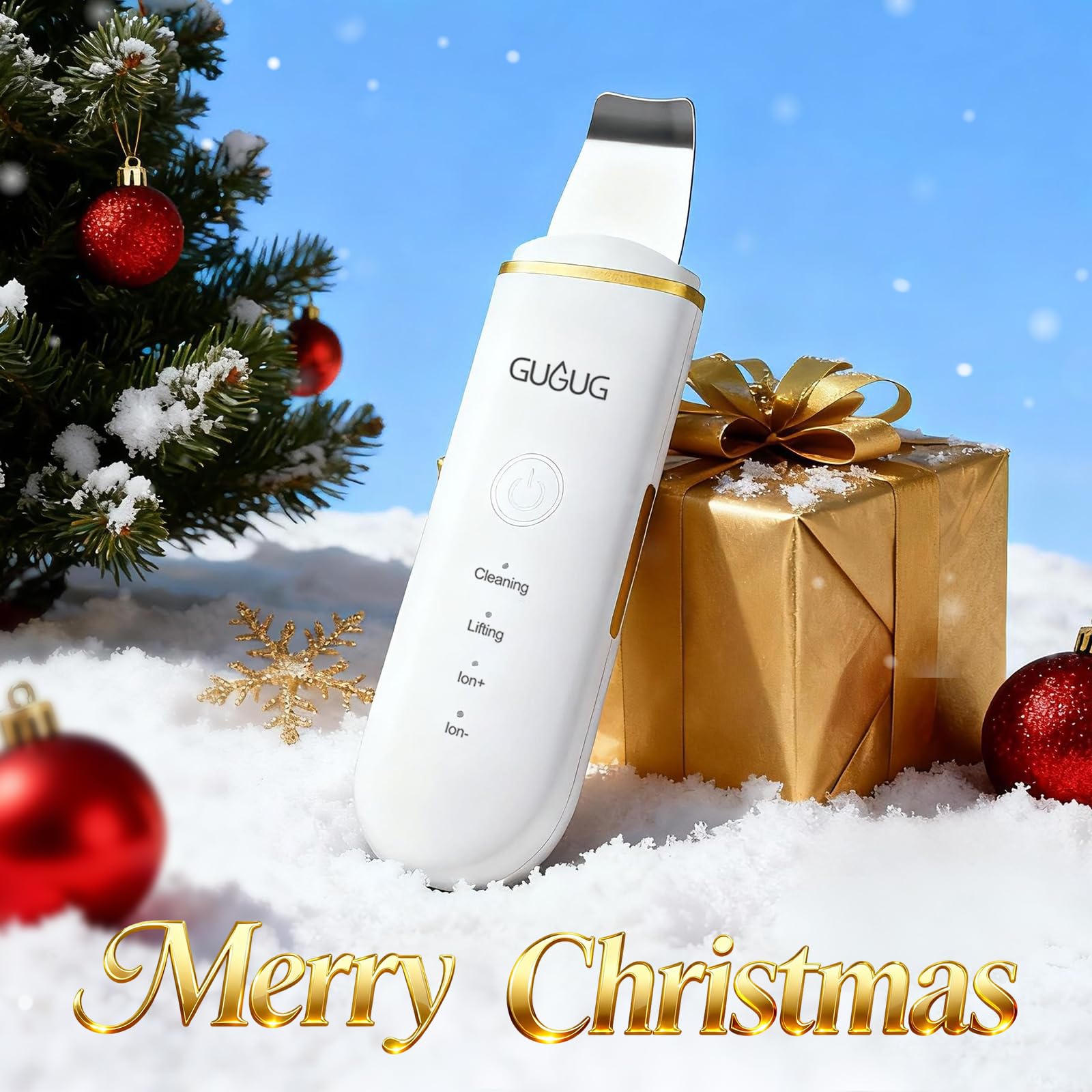 GUGUG Skin Scrubber in-use during cleansing and lifting massage.