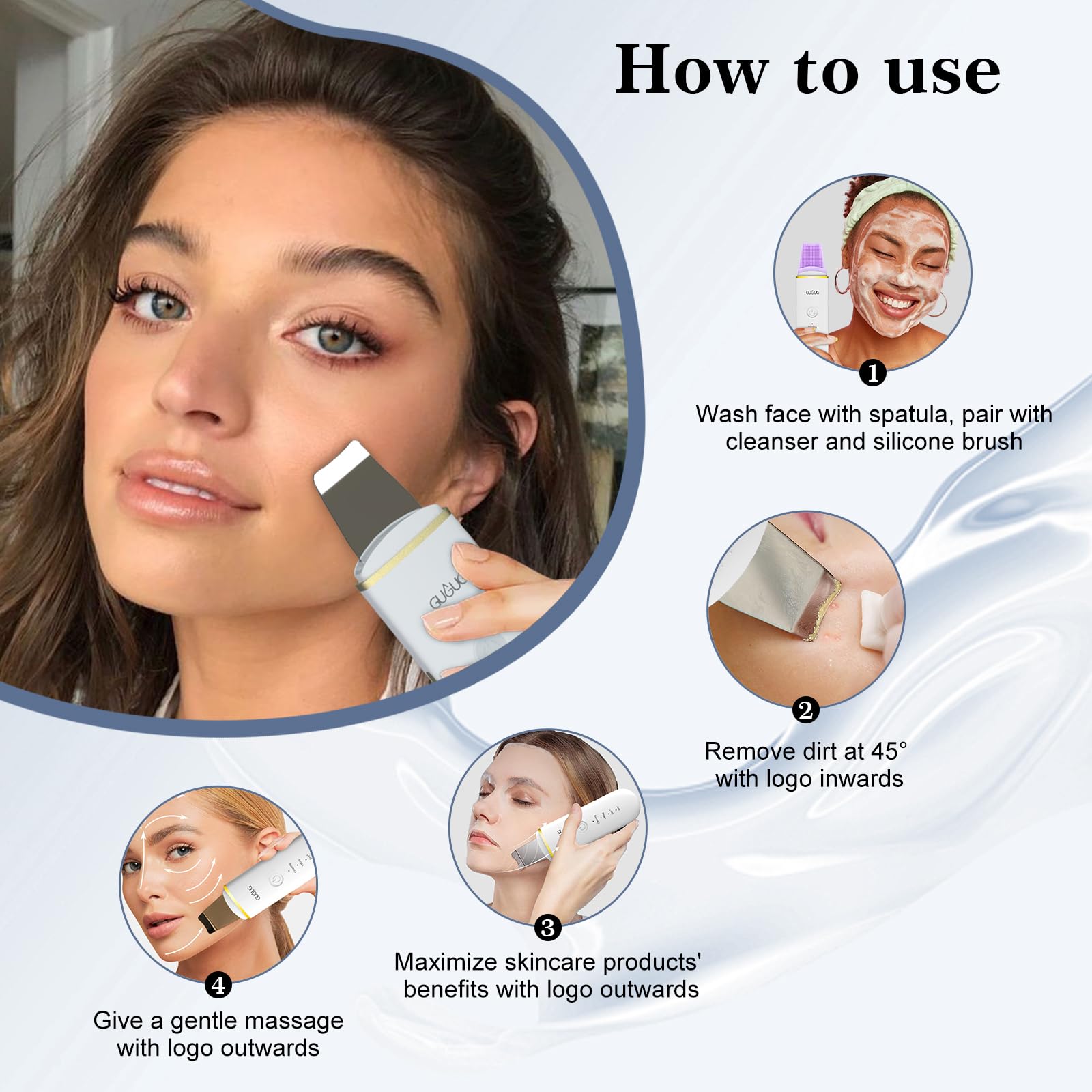 GUGUG Skin Scrubber silicone heads replacement for versatile skincare.