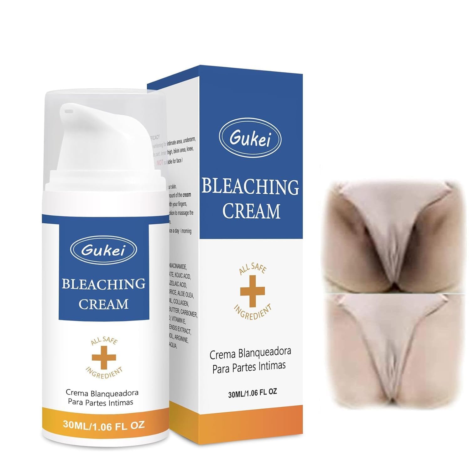 Gukei intimate area cream bottle for at-home brightening and even tone.