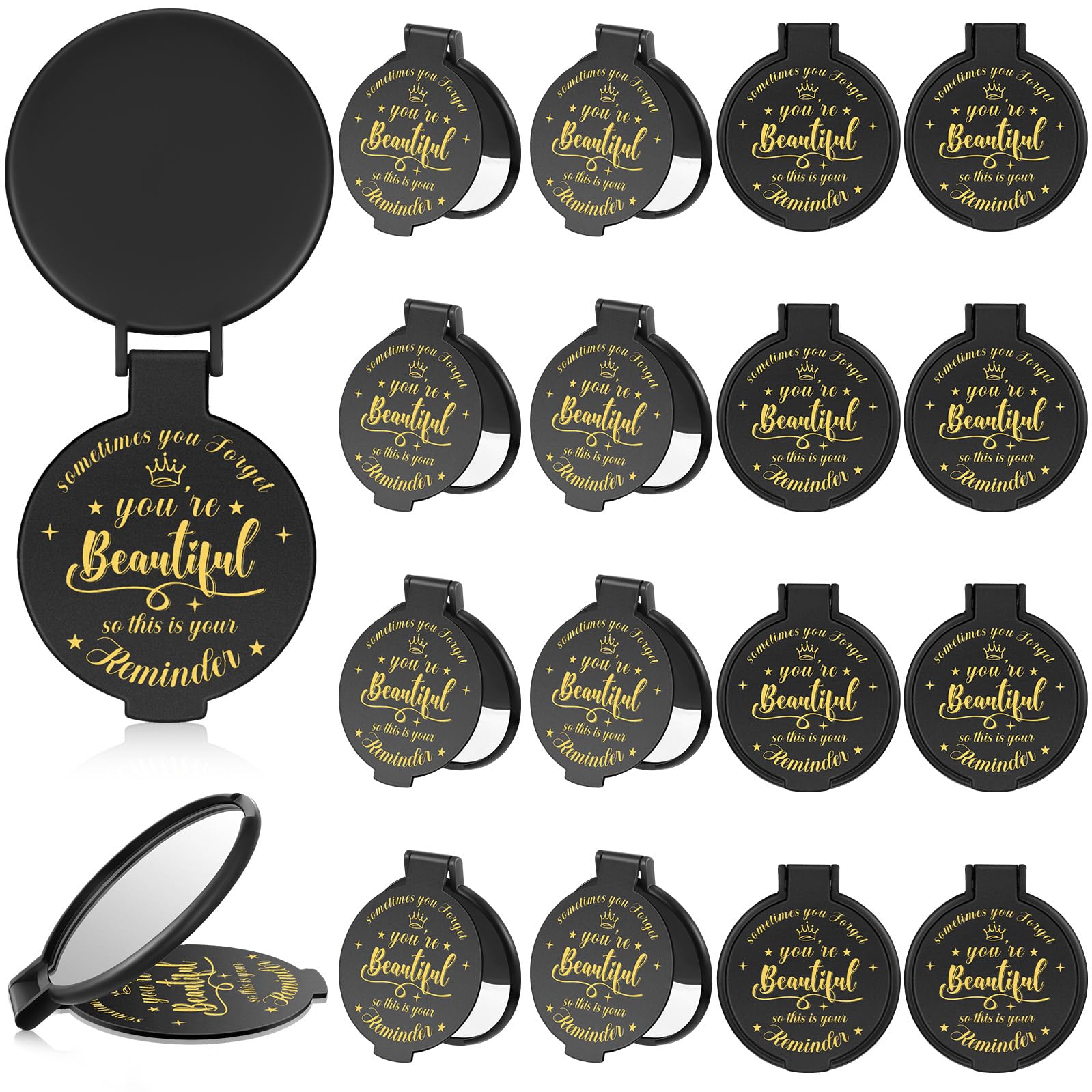 Gulfmew Espejo compacto de bolsillo de 18 piezas, ideal para retoques rápidos en la cartera.