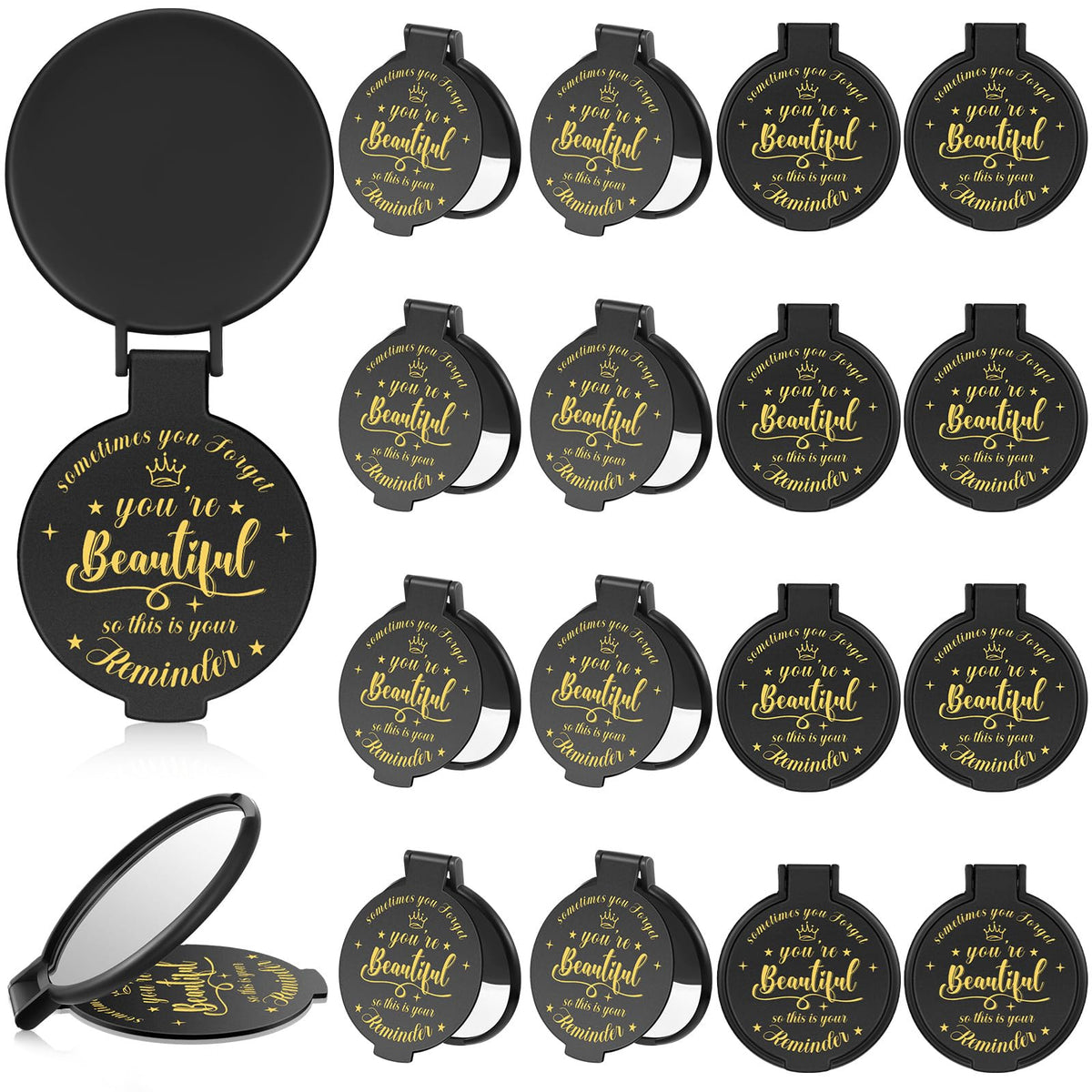 Gulfmew Espejo compacto de bolsillo de 18 piezas, ideal para retoques rápidos en la cartera.