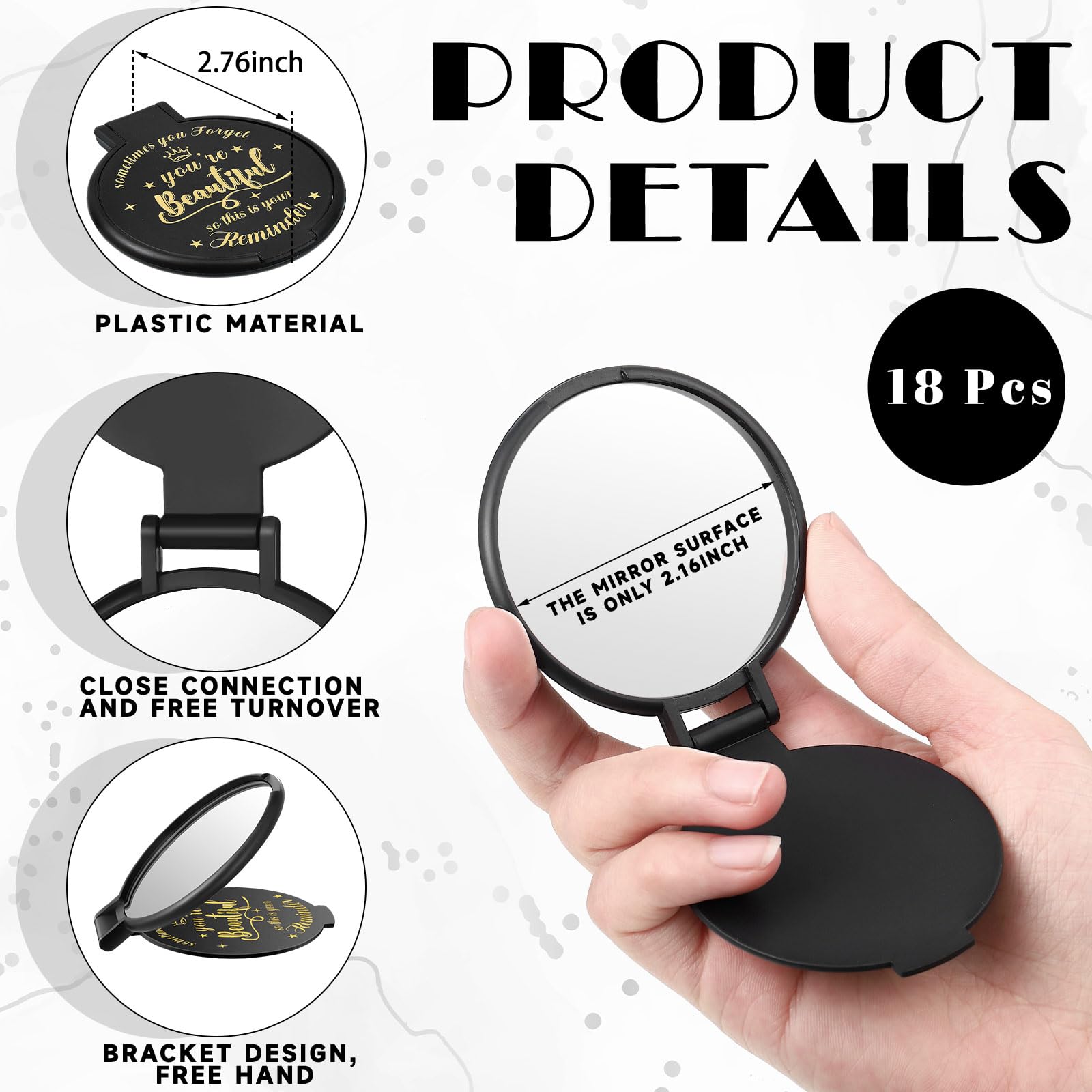 Gulfmew Espejo compacto con diseño inspirador, perfecto para llevar en el bolso.