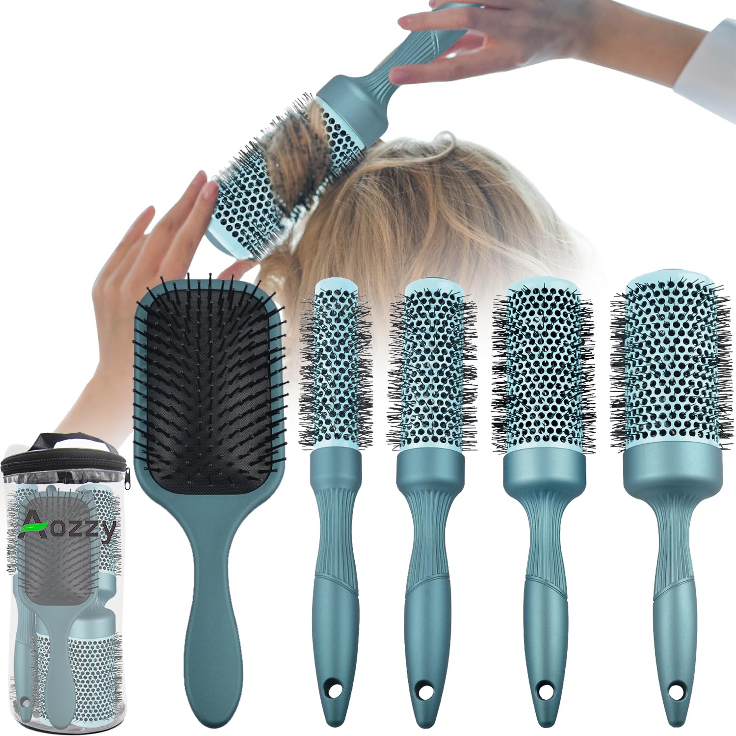 Gulrear nylon bristle round brush glides through hair smoothly