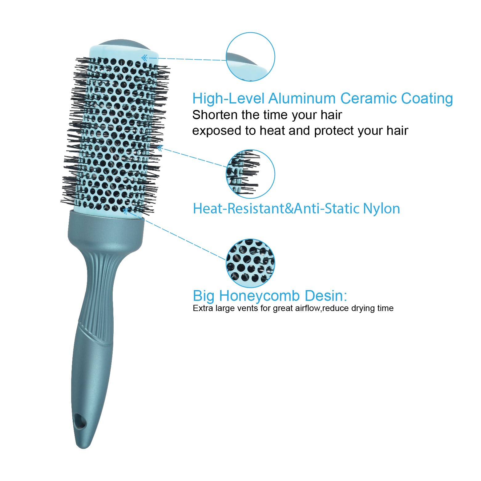 Gulrear round brush 53mm for long hair smoothing and curl