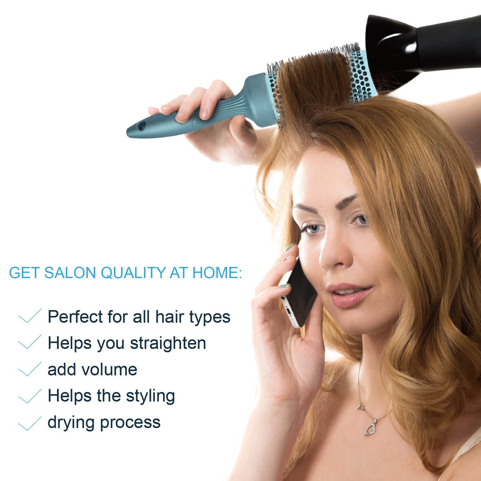 Gulrear tourmaline ion round brush for even heat and shine