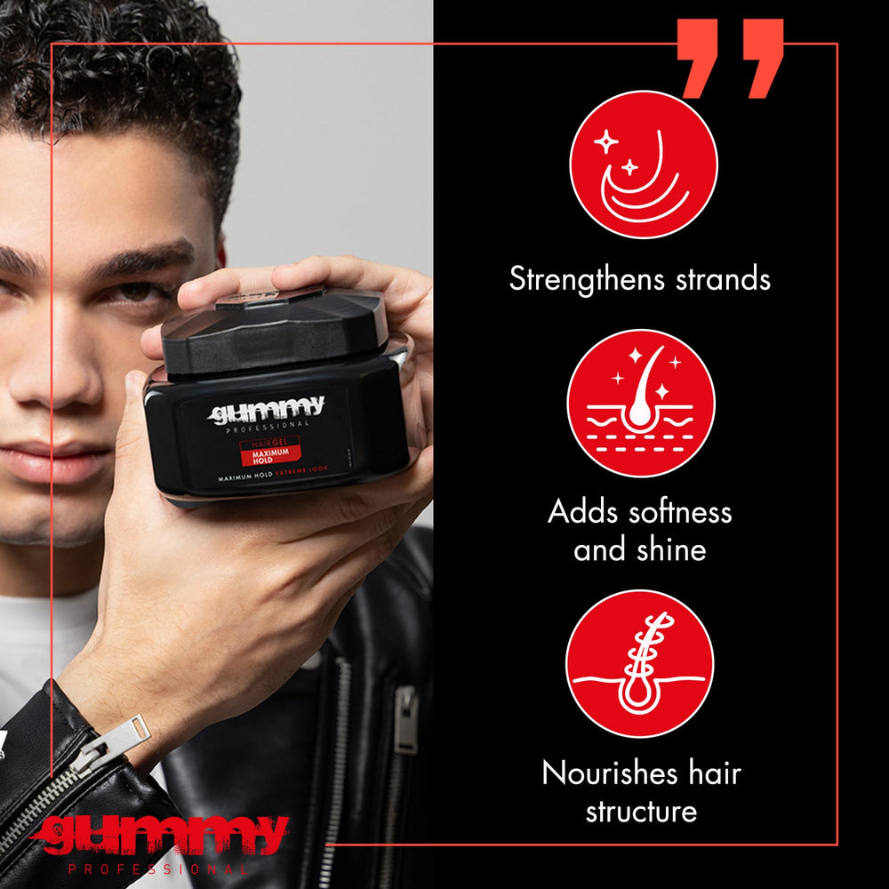 Gummy Hair Gel moisturizing-gleam reveals hydrated, healthier-looking hair.