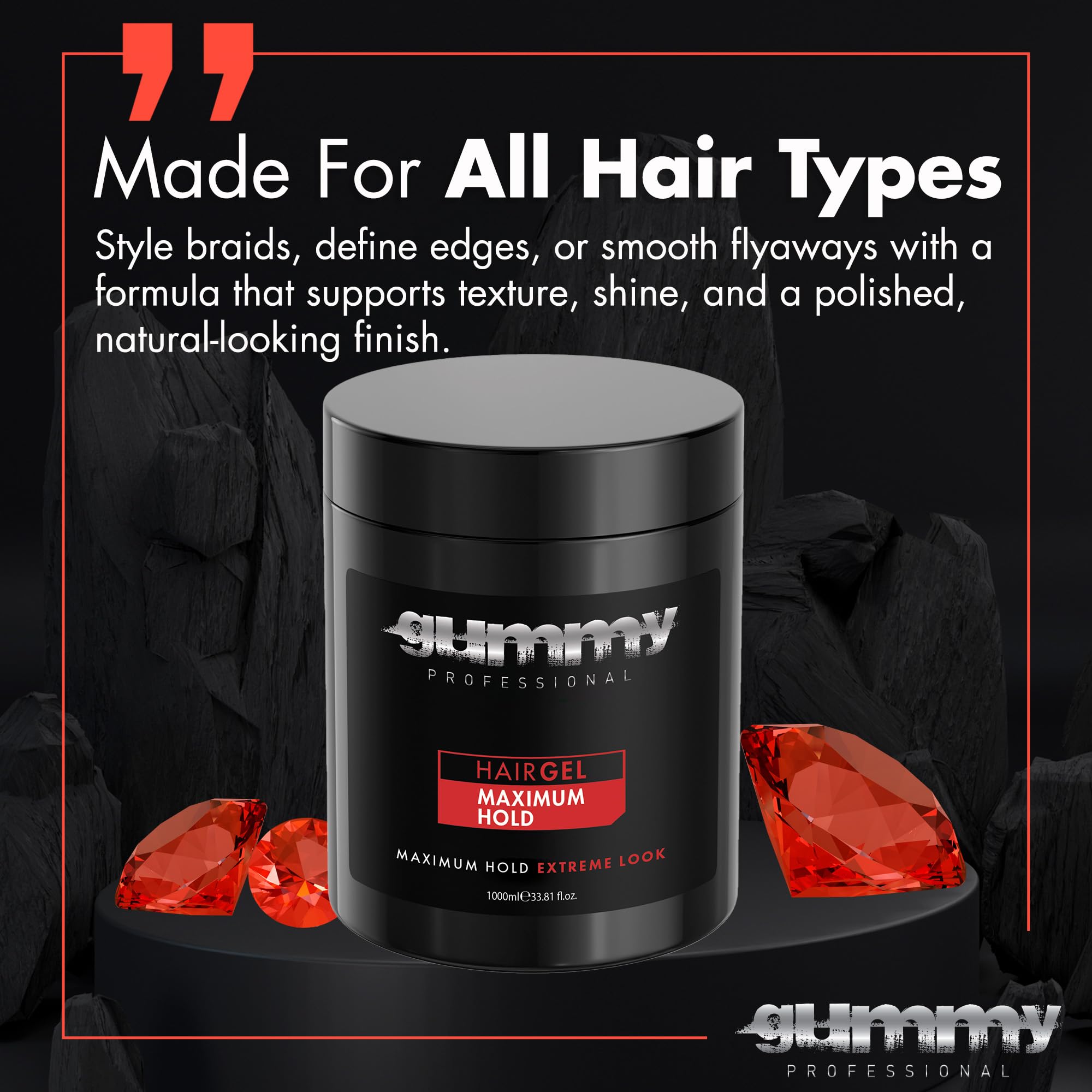 Gummy Professional edge-control helps smooth flyaways with clean edges.