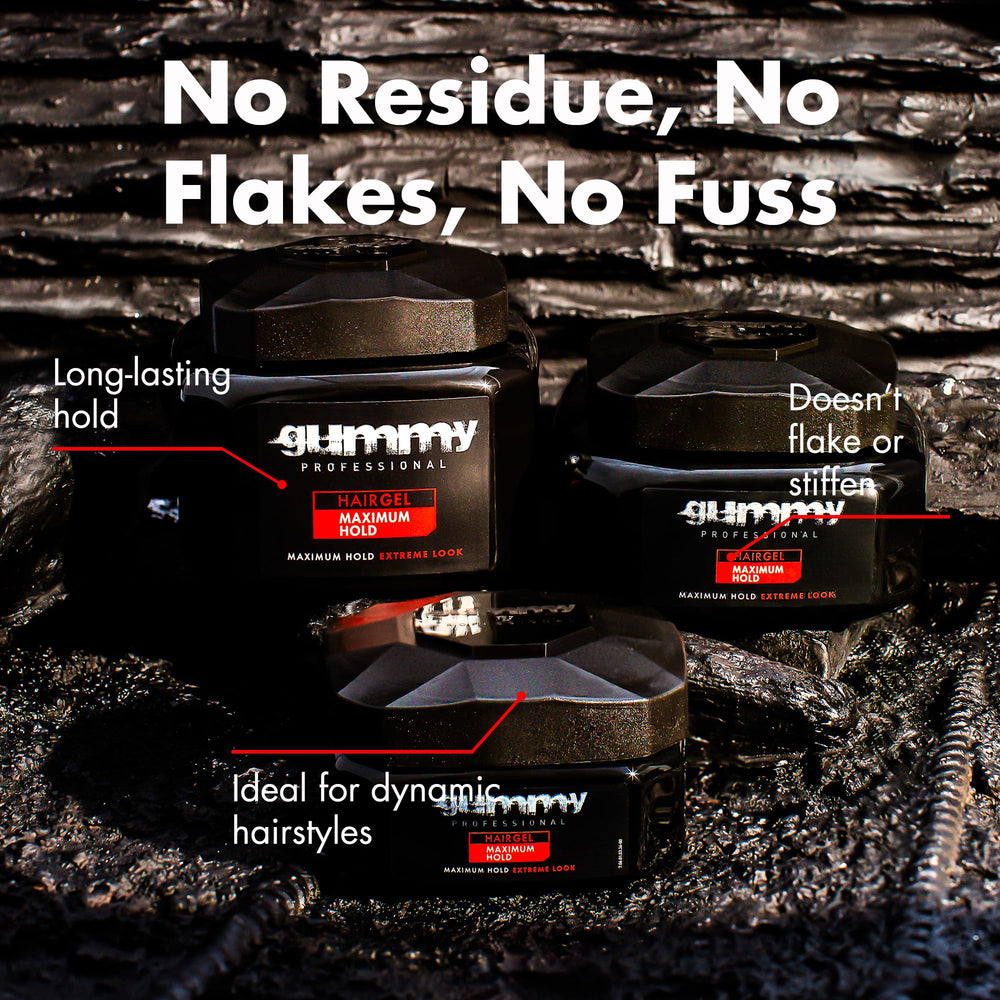 Gummy Professional hair gel demonstrates edge control for neat, precise lines.