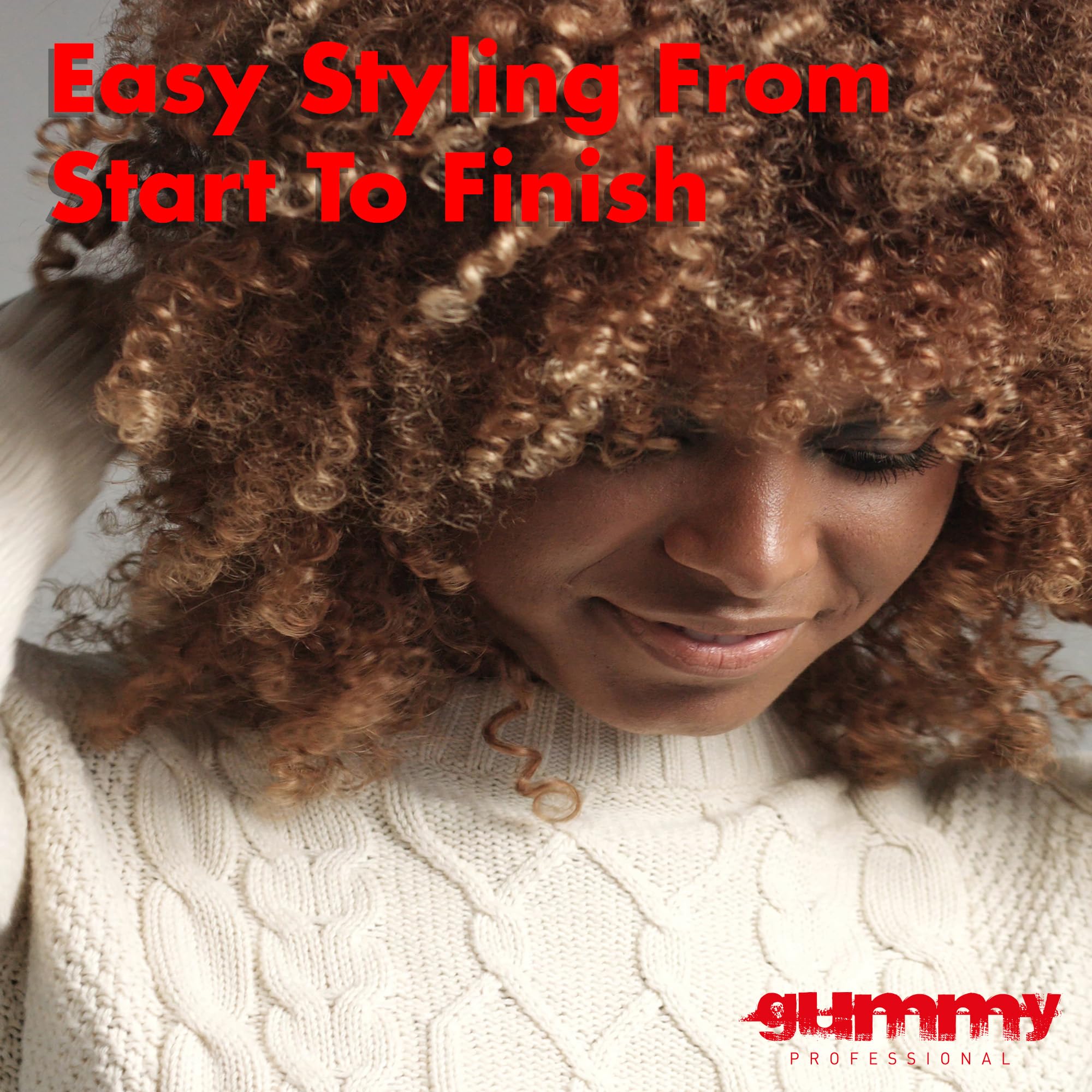 Gummy professional hair gel water-based-formula image emphasizing lightweight, non-flaking hold.