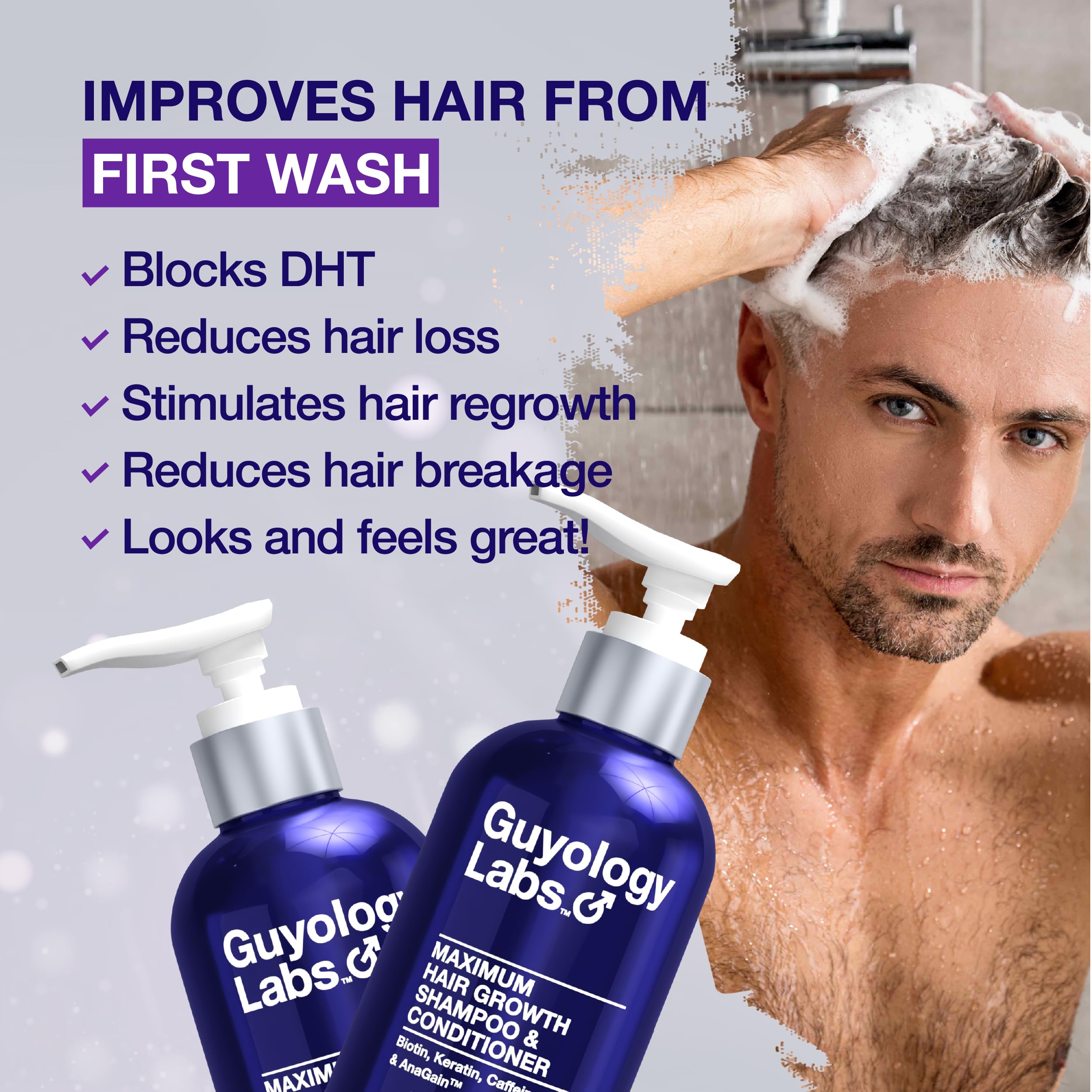 Guyology Labs biotin-keratin-closeup highlights nourishing nutrients for thicker-looking hair