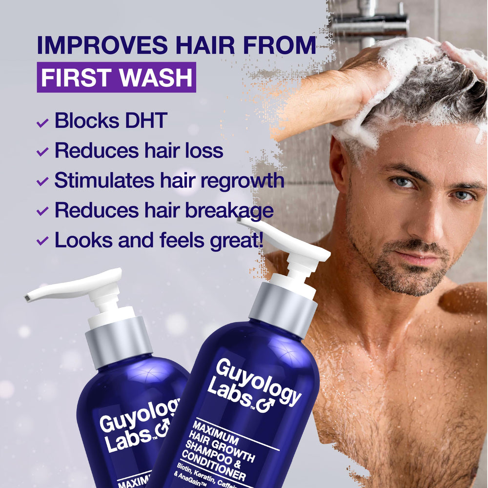 Guyology Labs biotin-keratin-closeup highlights nourishing nutrients for thicker-looking hair