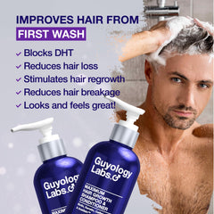 Guyology Labs biotin-keratin-closeup highlights nourishing nutrients for thicker-looking hair