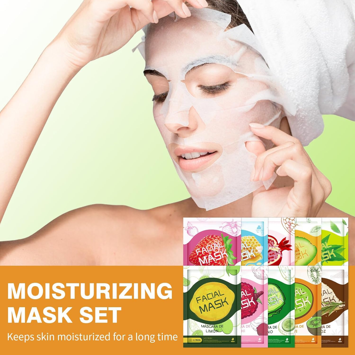 GUOYAOLIFU sheet mask application close-up showing easy-fit design