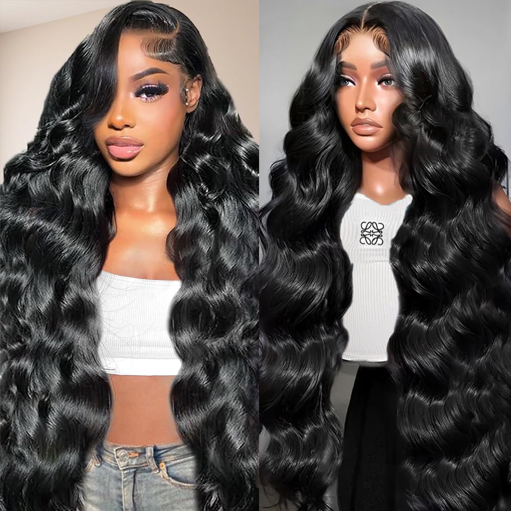 Gurdan 32-inch real human hair wig with lace front for natural, seamless parting.