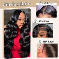 Gurdan HD transparent lace front creates a natural hairline.