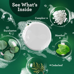 GuruNanda eucalyptus vapor shower tablet releasing long-lasting aroma to elevate mood during routine.