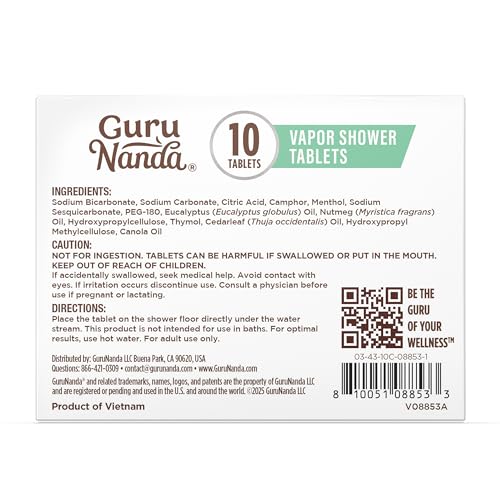 GuruNanda shower tablet use in shower demonstrates quick aroma activation.