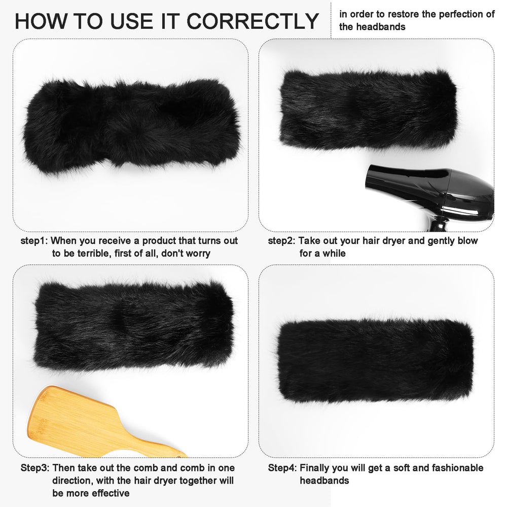 Gvhntk black fur headband worn outdoors during cold activities