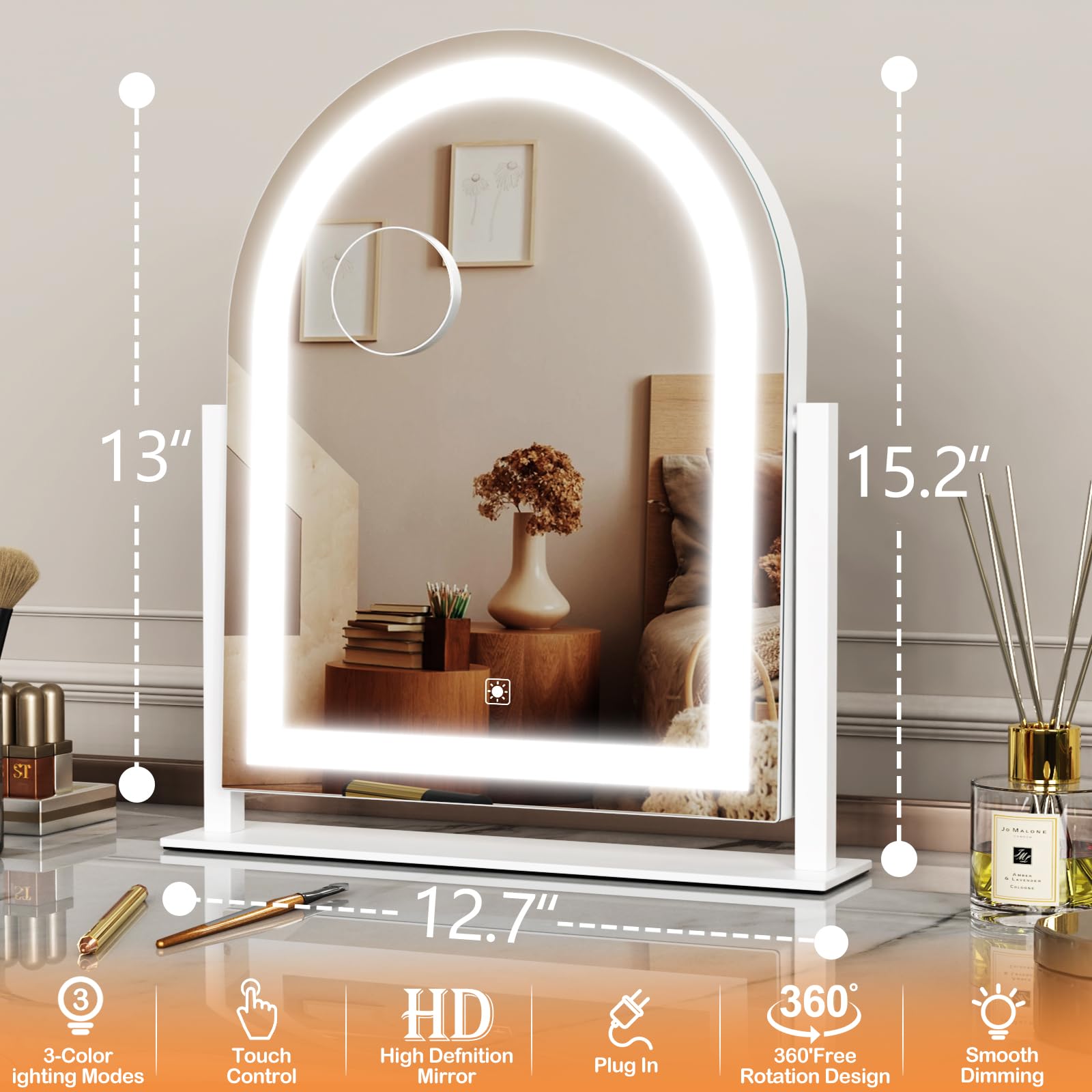 Gvnkvn Lighted Makeup Mirror displays three color modes for different looks