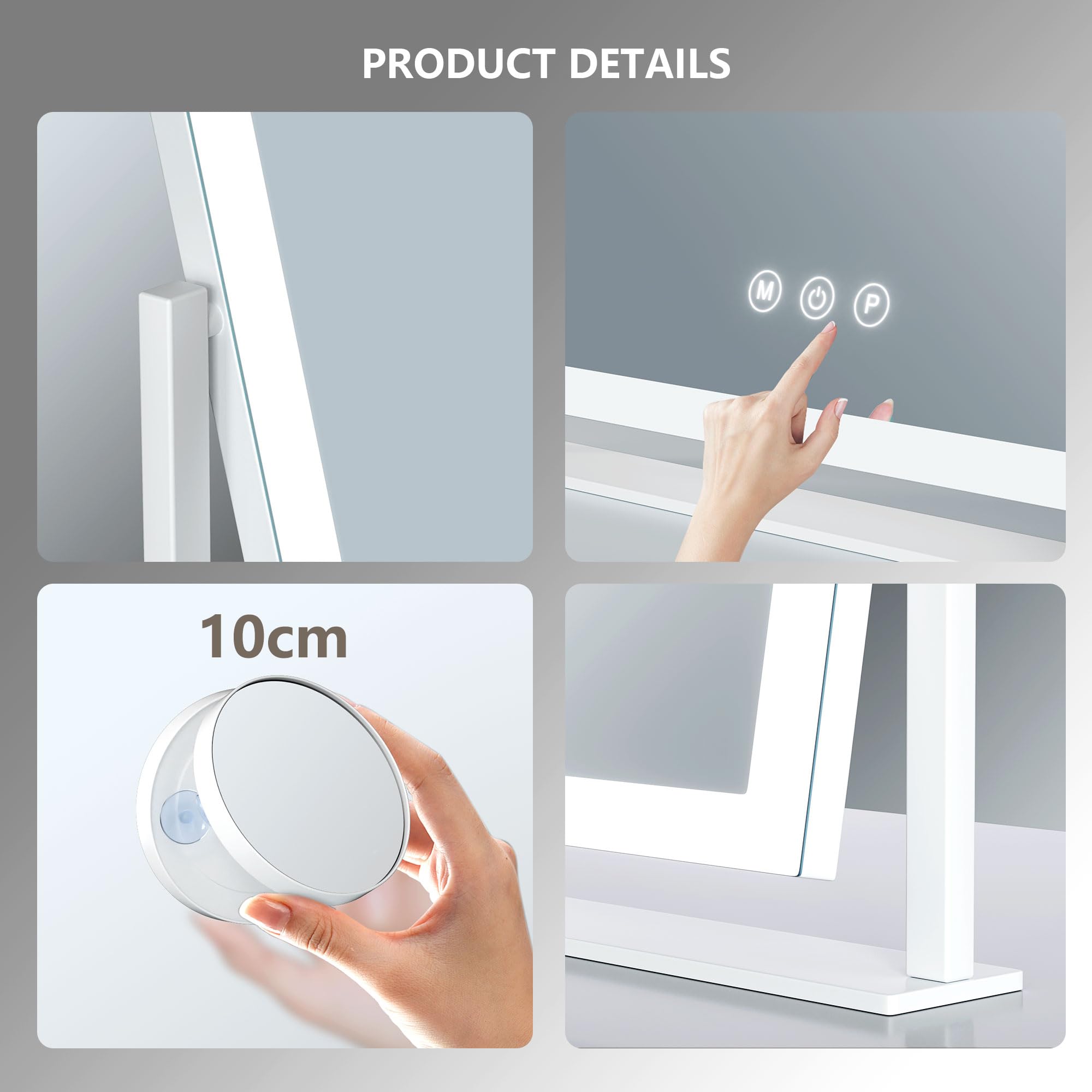 Gvnkvn Lighted Makeup Mirror 5X magnification assists precise eyeliner and brows.