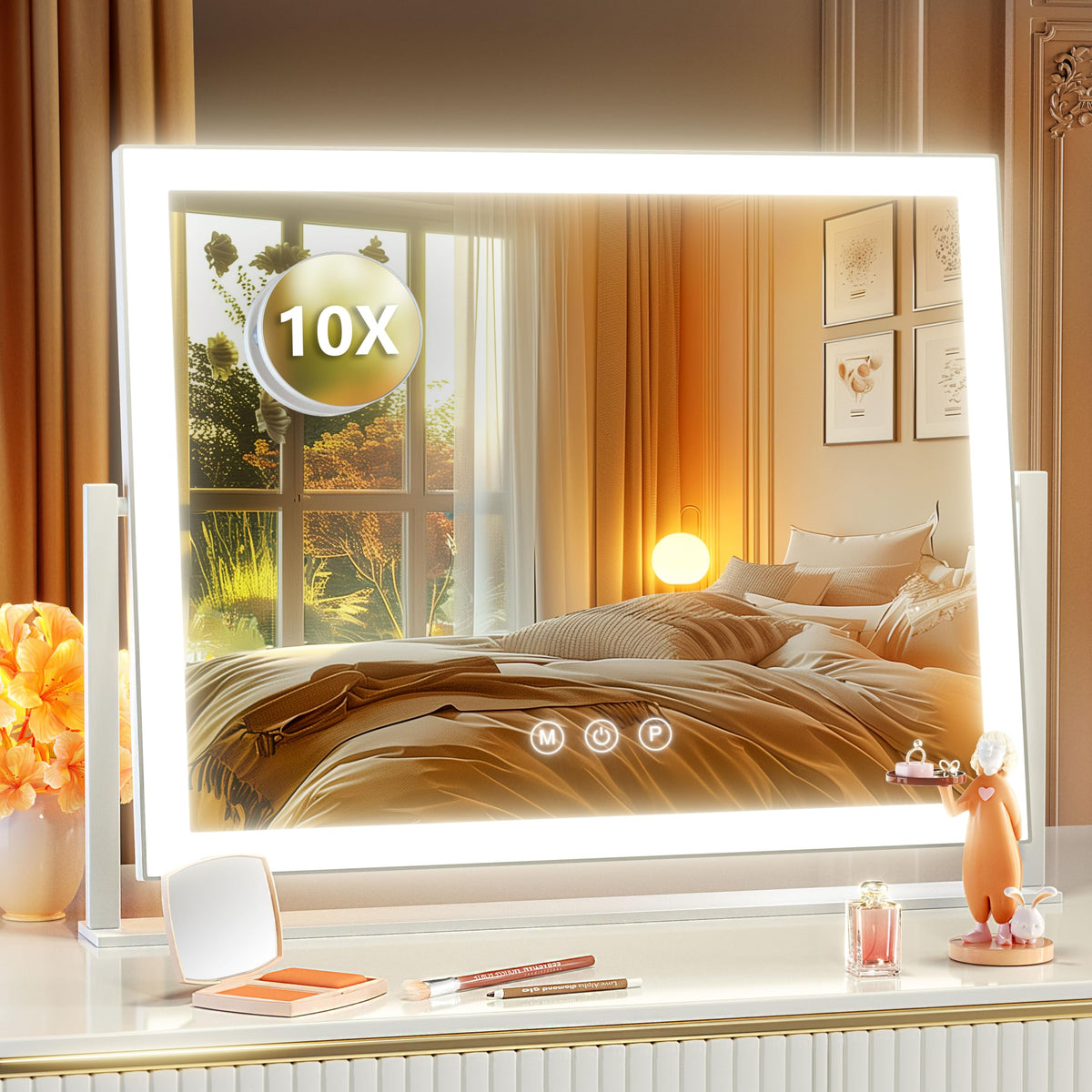 Gvnkvn Lighted Makeup Mirror brightness upgrade helps precise makeup application.