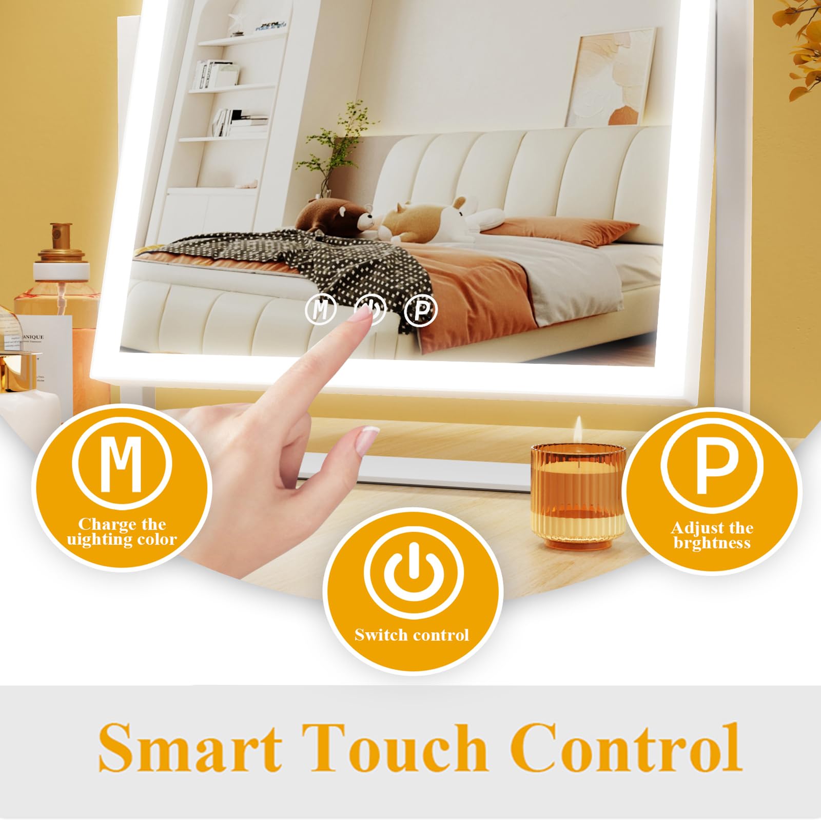 Gvnkvn lighted makeup mirror color modes provide day, cool, and warm tones for any look