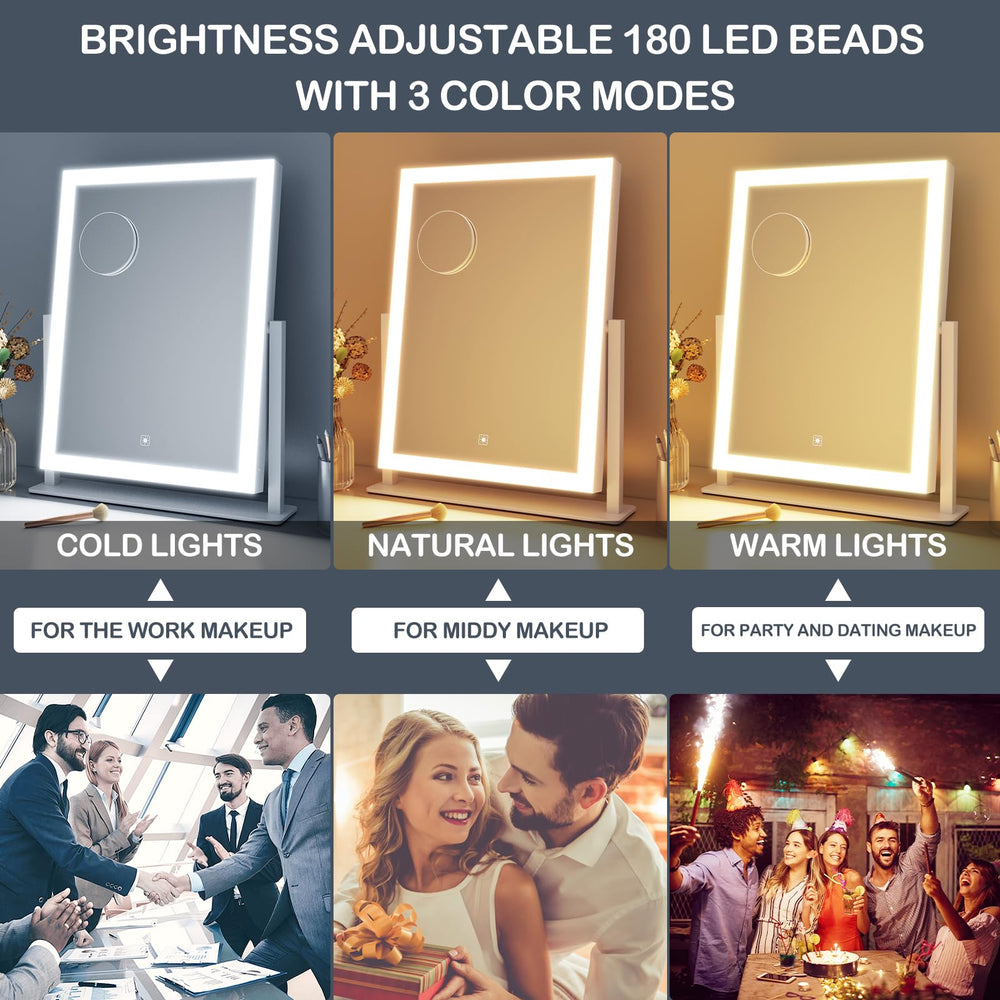 Gvnkvn lighted makeup mirror detachable magnifier for precise detailing.